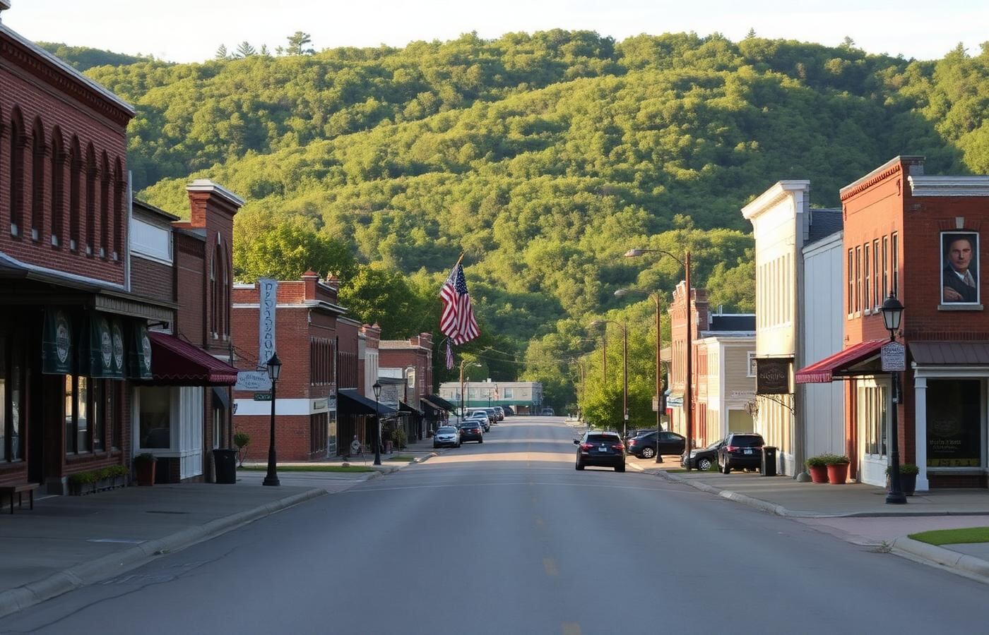 Small town main street in rural Kentucky